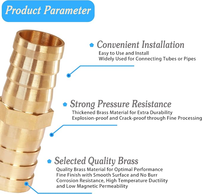 Brass Hose Barb 1/4" 5/16" 3/8" 1/2" Splicer Mender Assortment Kits with Stainless Steel Pipe Clamps air hose repair kit for Pipe Line/Fuel/Air
