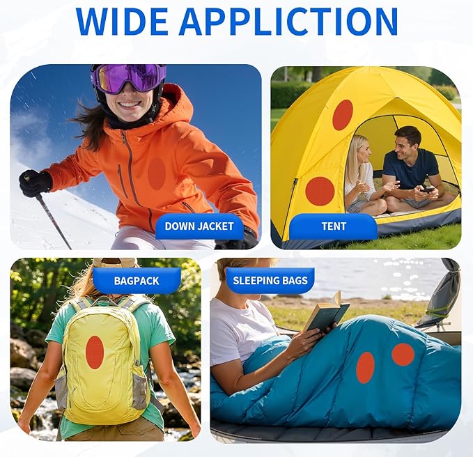 Waterproof Self-Adhesive Nylon Fabric Repair Tape - Tent Repair Kit,4pcs Fabric Patches for Jacket, Clothes, Puffer Down Jacket,Sleeping Bag, Outdoor Gear Tenacious Repairs Tape, Orange