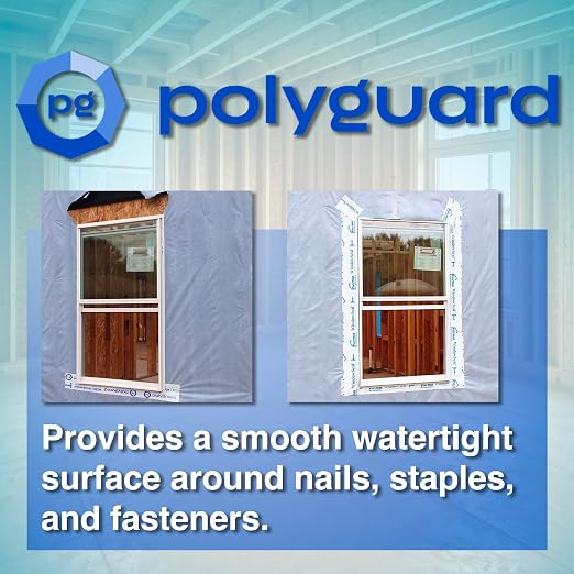 POLYGUARD WindowSeal Window and Door Flashing Tape, 6 in x 100 ft Roll, 20 mil Thick, Self-Sealing & Self-Adhering Waterproof Barrier, Pack of 2