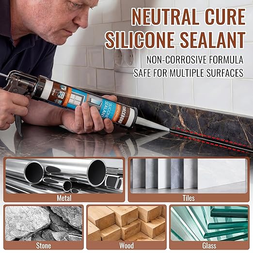 8 Pack Black Silicone Caulk, Neutral Black Caulking Waterproof, 10.1OZ Silicone Sealant for Filling Gaps and Cracks, Shower, Bathroom, Windows & Doors, Bathtub, RV, Pest Entry Blocking