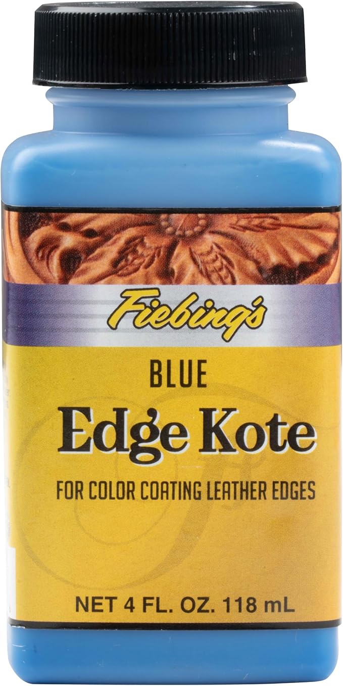 Fiebing's Edge Kote 4 Fl Oz - Blue - for Coloring Leather Edges on Purses, Bags, Shoes, Holsters, Wallets,etc