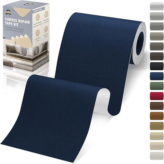 OAZ 4 x 79 inch Canvas Repair Patches Fabric Patch Self-Adhesive Canvas Repair Tape Waterproof Outdoor Gear Patch Kit for Boat Cover Awning Sofa Chair Couch Tent Bag (Navy Blue)