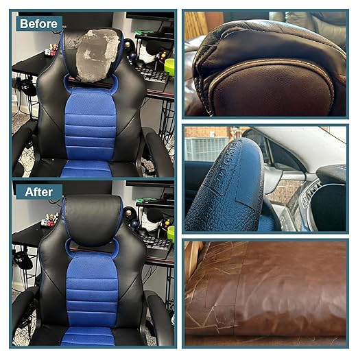 WILDREEDS 2 Pcs 8 x11 Inch Leather Repair Patches, Self-Adhesive Leather Patch for Sofas, Couch, Furniture,Tote Bags, Car Seats (Tan)