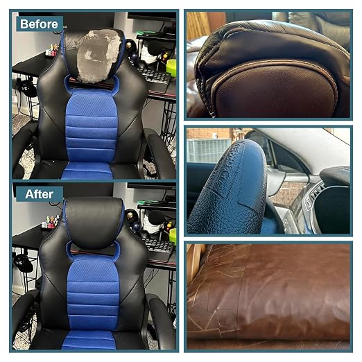 WILDREEDS 2 Pcs 8 x11 Inch Leather Repair Patches, Self-Adhesive Leather Patch for Sofas, Couch, Furniture,Tote Bags, Car Seats (Brown)