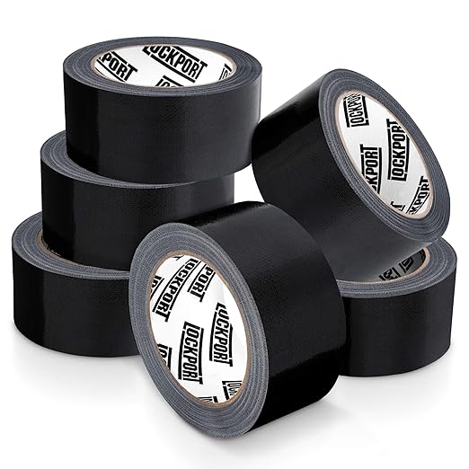 Lockport Duct Tape Heavy Duty Waterproof,20 Yards x 2 Inch,Strong Adhesive Roll for Indoor & Outdoor Repair,No Residue,Tear by Hand - Duct Tape Bulk Value (Black, 6-Pack)