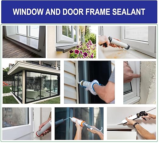 Waterproof Silicone Sealant Clear, Kitchen & Bathroom Sealant Solvent Free, 10 oz, Ideal for Sink, Sanitary, Bath, Shower Sealant, Window