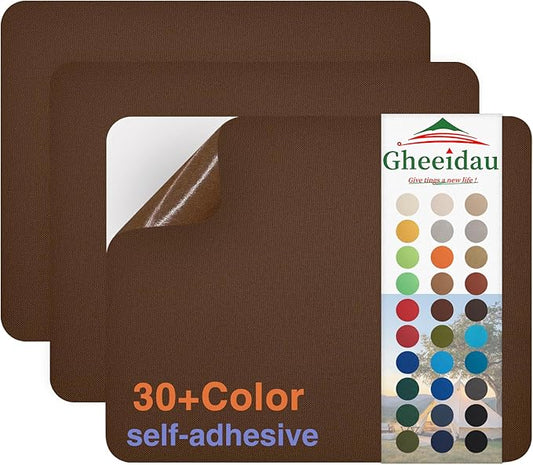 Gheeidau Canvas Repair Patch 9×11 Inch 3Pcs Waterproof Self-Adhesive Fabric Repair Patch for Tents,Boat Cover,Pop Up Canopy,Patio,Bags,Car Seats,Sofas,Furniture Cover(Brown)