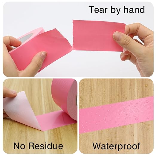 Heavy Duty Duct Tape 2 Inch X 33 Yards, 8.5 Mil Thickness, Multi Purpose Pink Duct Tape, No Residue, Waterproof and Tear by Hand - for Repairs, Industrial, Professional Use