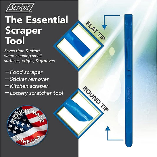 Scrigit Scraper No-Scratch Plastic Scraper Tool, 5 Pack - The Handy Multi-Use Scraping Tool for Removing Food, Labels, Stickers, Paint, Grease - Easy to Hold, Reaches Tight Spaces and Crevices