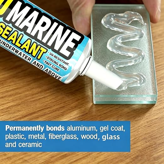 [Clear] 5200 Marine Adhesive Sealant Fast Cure – Waterproof Permanent Bond for Boats, RVs, Ponds, Above & Below Waterline, 3 oz