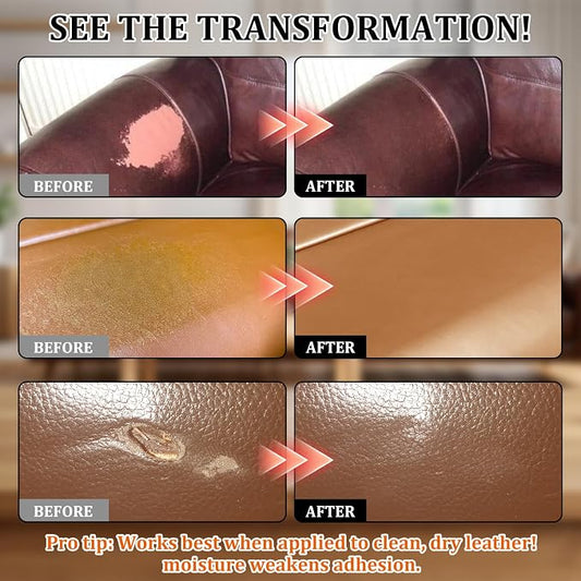 Car Leather Repair Kit for Furniture, Vinyl Repair Kit for Car Interiors Seat,Fixes Tears, Holes, Scratches and Peeling, Restores Faux, Artificial, and Genuine Leather (Ten Colors)