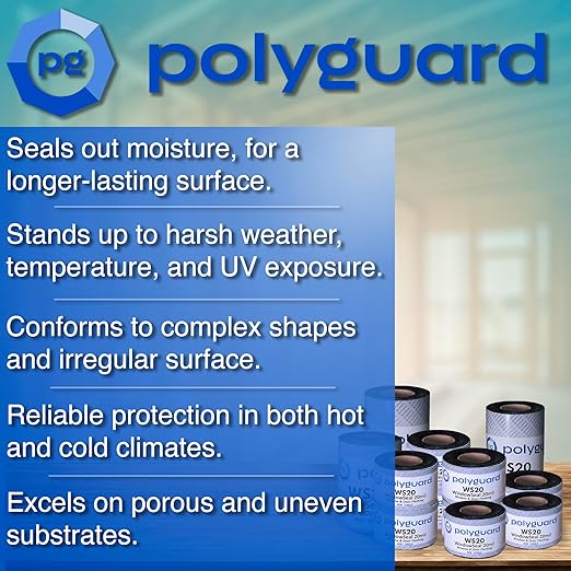 POLYGUARD WindowSeal Window and Door Flashing Tape, 12 in x 100 ft Roll, 20 mil Thick, Self-Sealing & Self-Adhering Waterproof Barrier, Pack of 3