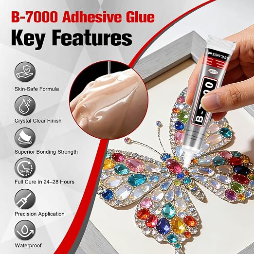 B7000 Bedazzling Glue (10 Pack, 15ml), Clear Rhinestone Jewelry Adhesive with Precision Tip for Crafts, Fabric, Clogs & Nail Art