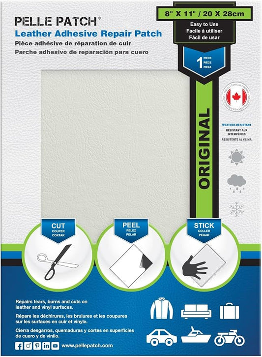 Leather Rip Repair Kit - 25 Colors Available - Original 8x11 - White
