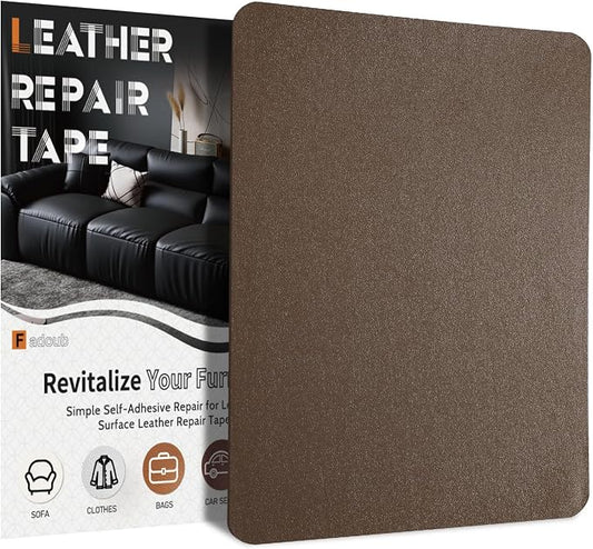 Fadoub Leather Repair Patch Tape Self-Adhesive, 8x11In Heavy Duty Vinyl Patch, Leather Repair Kit for Furniture, Sofa, Couch, Office Chair, Car Seat, Car Interior(Tan-Fine Grain)