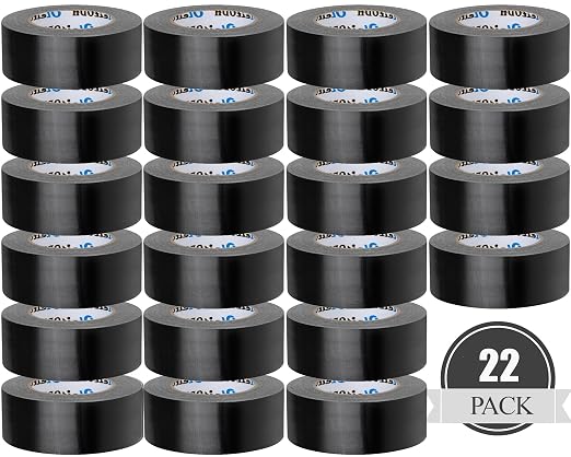 Oleitodh 22 Pack Black Duct Tape Bulk, 2 Inch Heavy Duty (Total 660 Yards), Strong No Residue All-Weather Tape, Tear by Hand, Multi-Use for Indoor