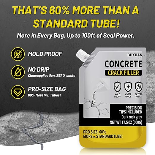 Concrete Crack Filler, Cement Crack Filler Outdoor, Waterproof Repair Sealant, Quick-Drying Sealing Adhesive, for Driveway, Walkway, Patio, Joint (3)