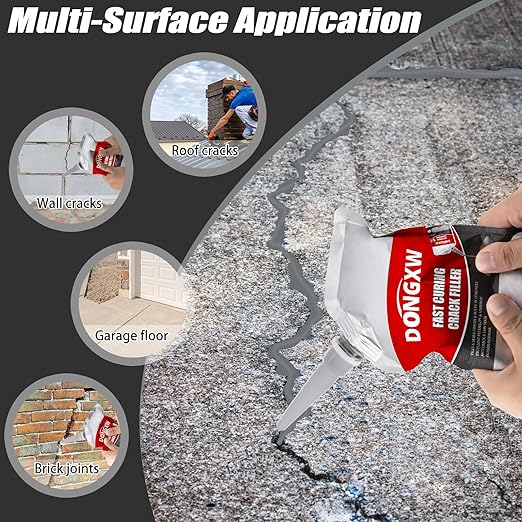Dongxw Concrete Crack Filler, 8 PCS Cement Crack Repair Sealant, Self Leveling Concrete Filler for Driveways, Walkways, Patios, Outdoor Joint Repair Waterproof