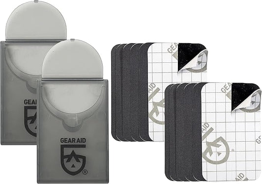 GEAR AID Tenacious Tape Mini Patches with Peel-and-Stick Adhesive to Fix Holes and Tears in Winter Gear, Down Puffer Jackets, Sleeping Bags, Tents, and Rain Gear, Black, 2 Pack