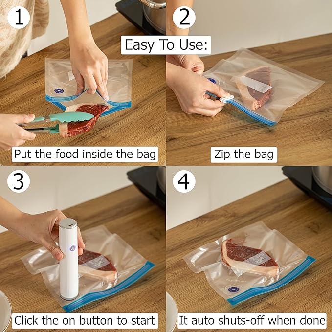 Basicwise 12" x 13" Set of 12 Reusable Airtight and Resealable Food Storage Bags Durable & Convenient Solution for Fruits Fresh Vegetables Cooked Meals & Leftovers Compatible with Most Vacuum Sealers