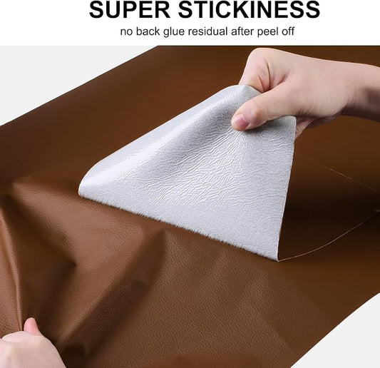 YAFLC Leather Repair Patch for Furniture, 4" x 63" Self Adhesive Leather Repair Kit Vinyl Repair Tape for Car Seat Sofa Jackets Couches Chair Caramel Brown
