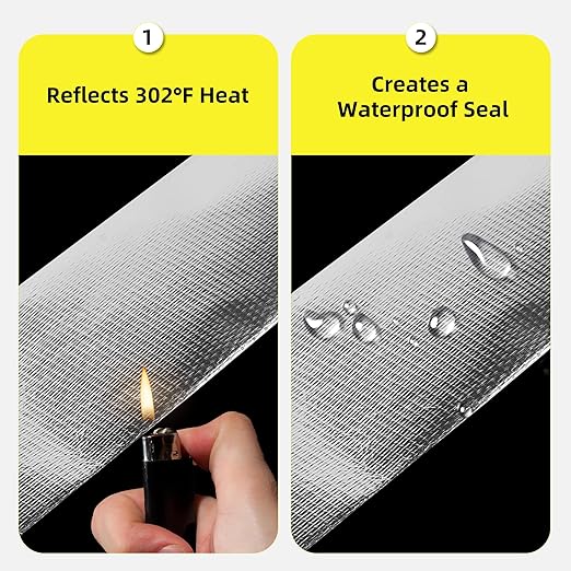 3 Inch x 65 Ft Fiberglass Reinforced Aluminum Foil Tape, Heavy Duty HVAC Foil Tape for Dryer Vent, Ductwork, Metal Repair, Heat & Moisture Resistant, Silver