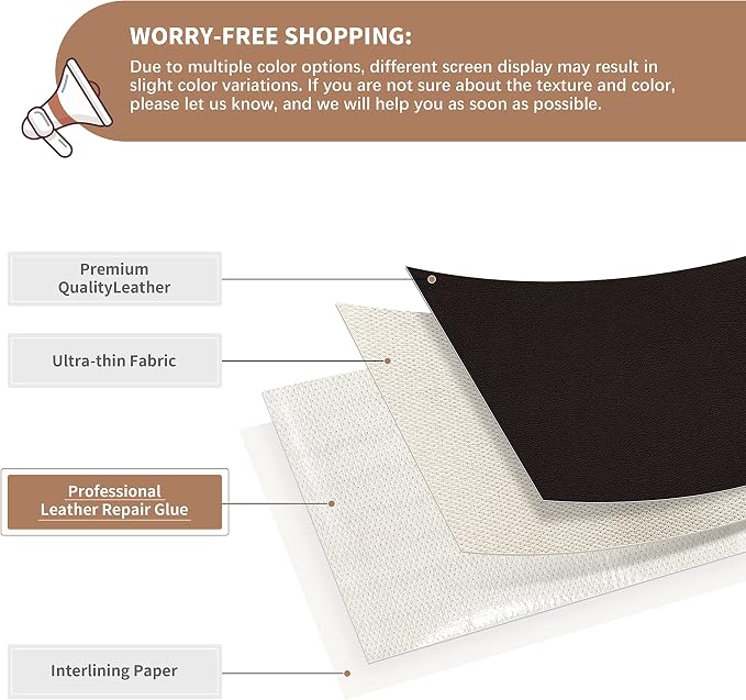 ONine Leather Repair Patch，Self-Adhesive Couch Patch，Multicolor Available Scratch Leather 8X11 Inch Peel and Stick for Sofas, Car Seats Hand Bags Jackets(New Dark Brown)
