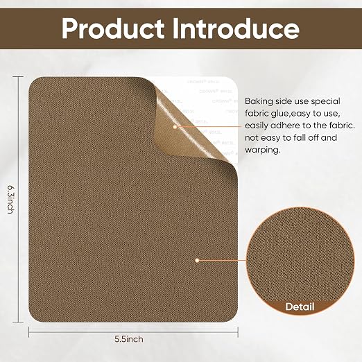 Couch Patch Repair Fabric,6-Piece Self-Adhesive Couch Patches,Quick Fix Sofa Chair Car Seat,Furniture,Upholstery Repair Kit.(Brown)