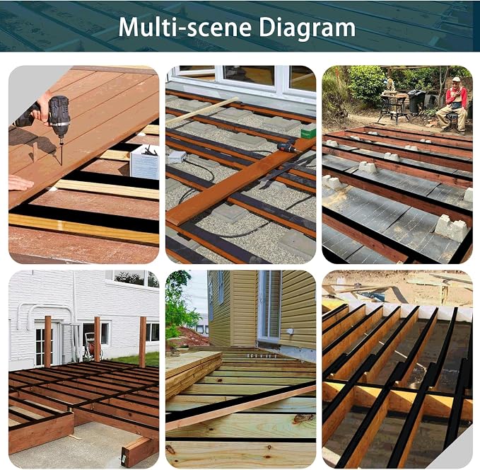 Dongxw Joist Tape for Decking 2" x 50', 8 Rolls Butyl Deck Flashing Tape, Weather-Resistant and Waterproof, Self-Adhesive for Wood Joists, Decks, Beams, Roofs, RV Repairs