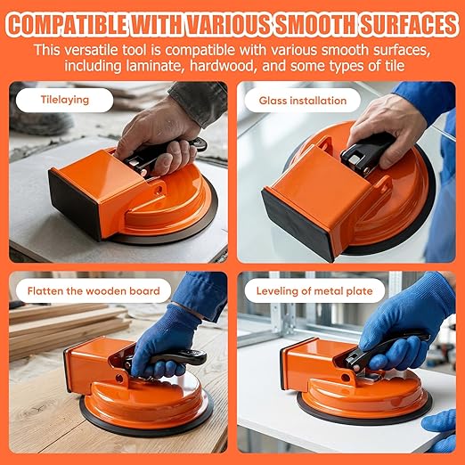 Floor Gap Fixer Tool, Heavy Duty Laminate Floor Gap Fixer Tool, Powerful Suction Cup Gap Repair Tool for Hardwood Floors, Tiles, Laminate, Vinyl Flooring (Orange)