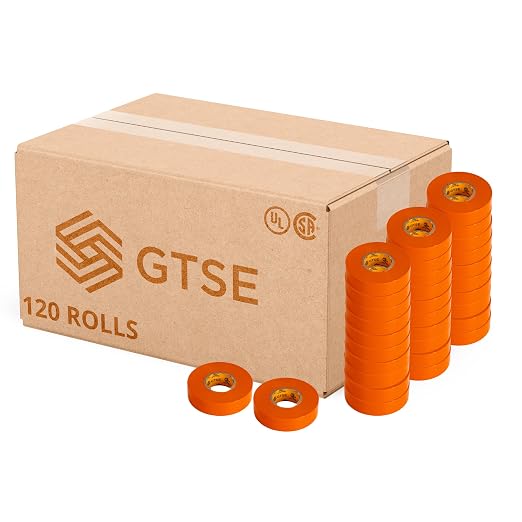 GTSE Orange Electrical Tape, 120 Rolls Bulk Box – Waterproof, Industrial Grade Vinyl, 3/4 in x 66ft– Strong Self-Adhesive PVC Electric Tape for Wire Insulation, 7 Mil, 600V – UL/CSA Listed