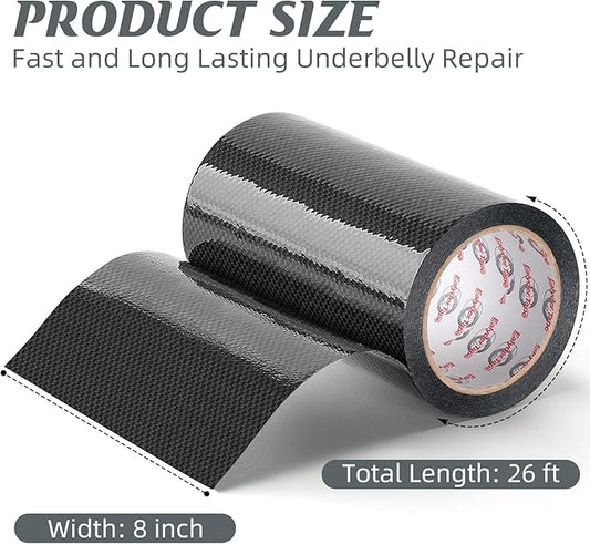 RV Underbelly Tape RV Underbelly Repair Material 8" x 26', Waterproof Flex Belly Tape with Permanent Sealing Adhesive for Mobile Home, Trailer, Camper(Black, 8 Inch x 26 Feet)