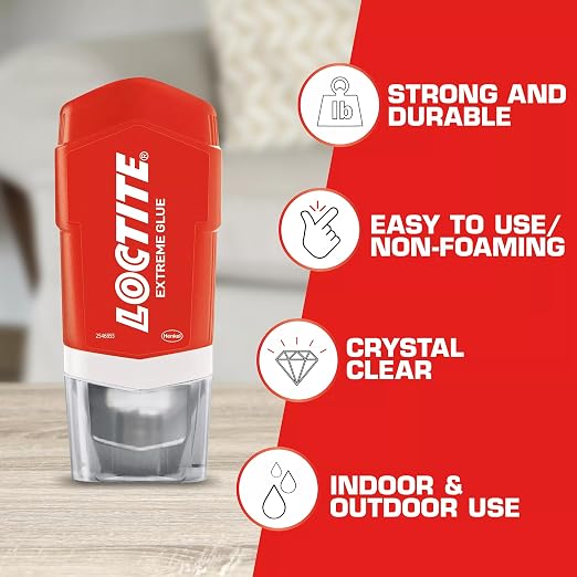 Loctite Extreme Glue, Strong All Purpose Glue for Wood, Metal, Leather, Plastic, & More - Dries Clear - 1.62 oz Tube, 3 Pack