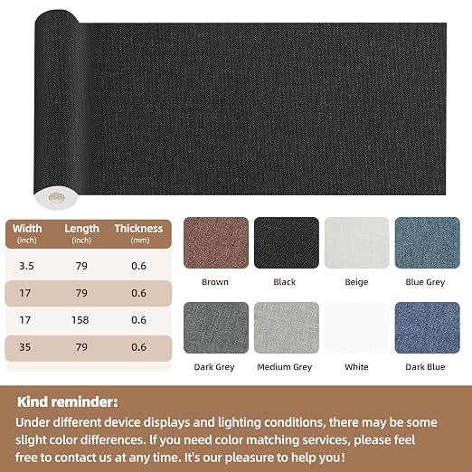 Fabric Repair Patch, Fabric Large Repair Tape, Self-Adhesive Patches for Furniture, Sofa, Car Interior, Shoes, Hand Bag, Clothing (Dark Blue, 3.5X79 Inch)