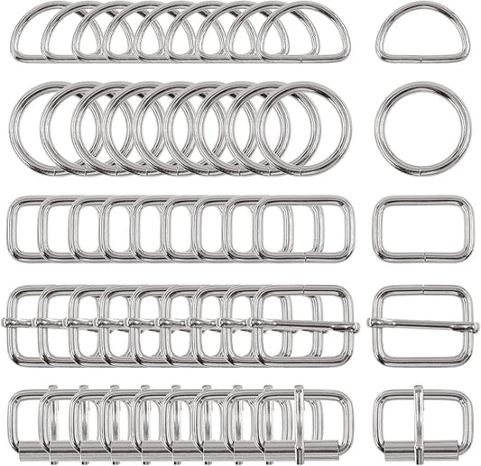 Swpeet 5 Style Metal Buckles - Adjustable Slide, D Ring, Circular Ring