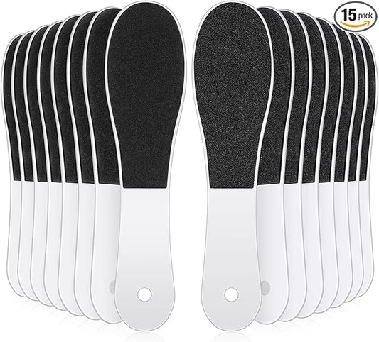 Lothee 15 Pack Foot File Foot Callus Remover Double Sided Professional Sandpaper Pedicure Tool Feet Scrubber Sander Feet Rasp for Dead Skin Cracked Heel Women Manicure Beauty Spa, 100/180 Grit, White