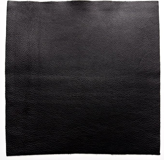 Natural Grain Cow Leathers: 12'' x 12'' Pre-Cut Leather Pieces (Black, 5 Pieces)