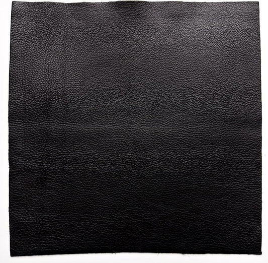 Natural Grain Cow Leathers: 12'' x 12'' Pre-Cut Leather Pieces (Black, 5 Pieces)