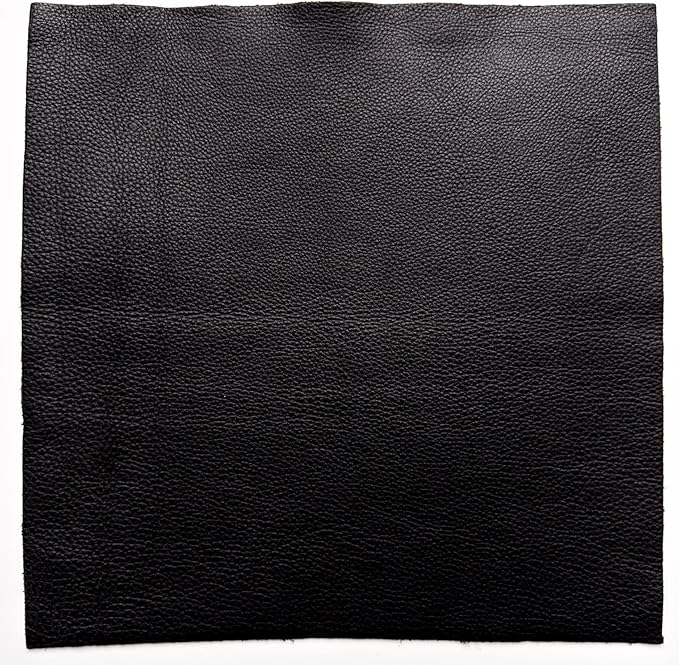 Natural Grain Cow Leathers: 12'' x 12'' Pre-Cut Leather Pieces (Black, 1 Piece)