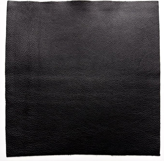 Natural Grain Cow Leathers: 12'' x 12'' Pre-Cut Leather Pieces (Black, 3 Pieces)
