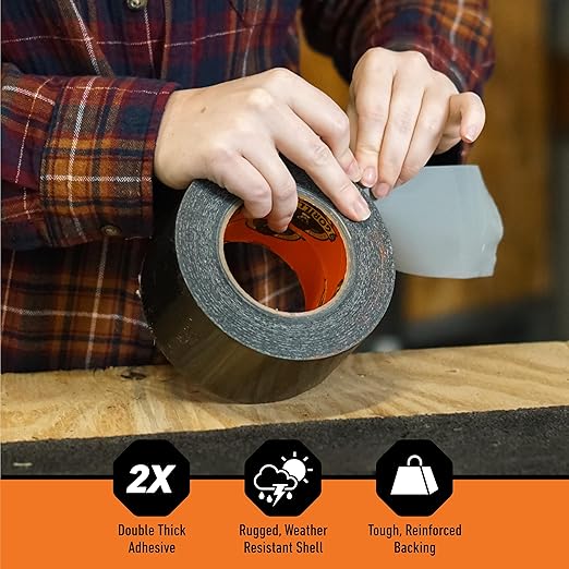 Gorilla Tape Tough & Wide,Black Tape,2.88" x 25 yd - Heavy Duty and Weather Resistant for Indoor or Outdoor,(Pack of 4)