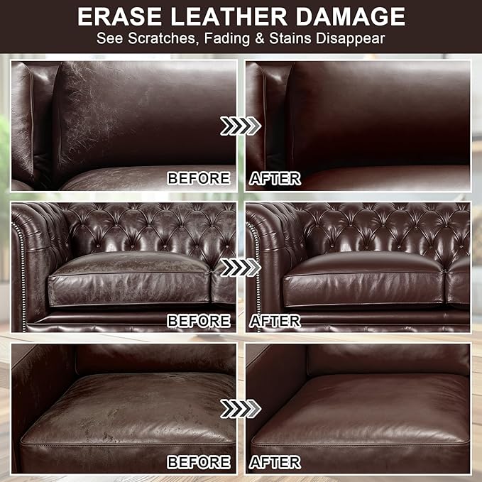 STARTSO WORLD 200Ml Leather Recoloring Balm with 100ML Leather Conditioner, Dark Brown Leather Repair Kit for Furniture, Leather Dye, Leather Scratch Repair, Leather Couch Paint