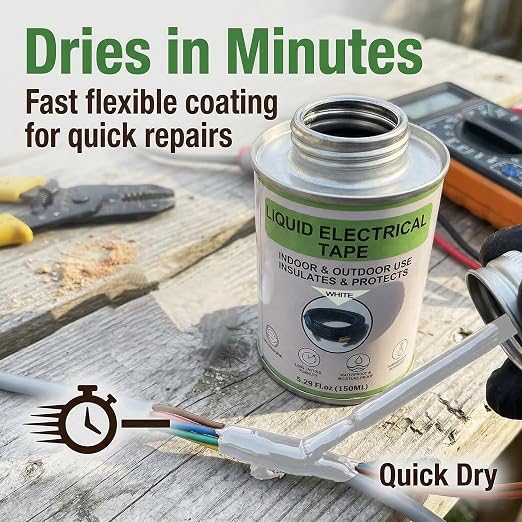 Wire Equipment Repair Liquid Electrical Tape 5.29OZ (150ml) Insulating Glue Quick-Drying Waterproof & High Temperature Resistant Liquid Wire Insulation Rubber with Brush Cap for Wires, Cables