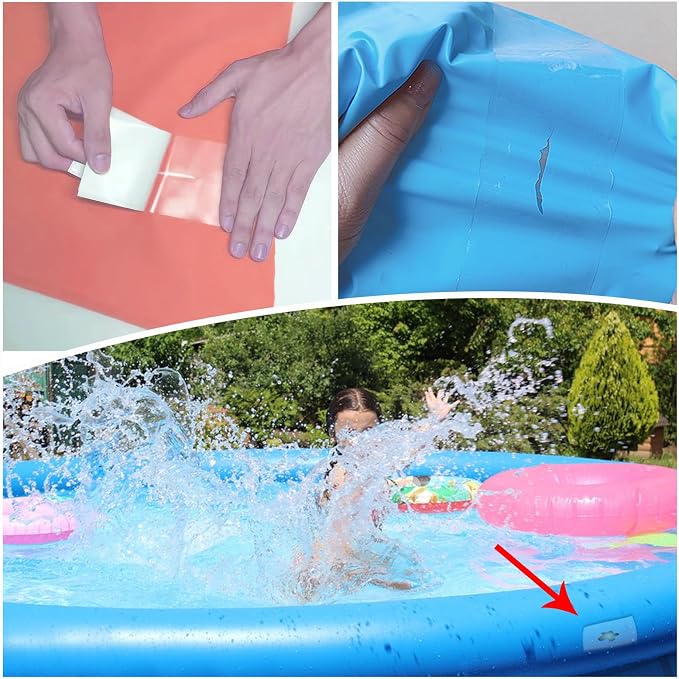 WENSSKKU 6Pcs 3.5X3.5In Inflatable Patch Repair Kit Heavy Duty,TPU Pool Patches Repair Kit for Air Mattress, Swimming Pool,Bounce House,Pool Floats,Swimming Ring and Inflatable Toys,Clear,Waterproof