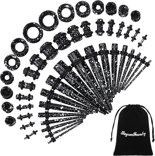 JieyueJewelry 50/54 Pieces Ear Stretching Kit 14G-00G Acrylic Tapers and Plugs + Silicone Tunnels - Ear Gauges Expander Set Body Piercing Jewelry