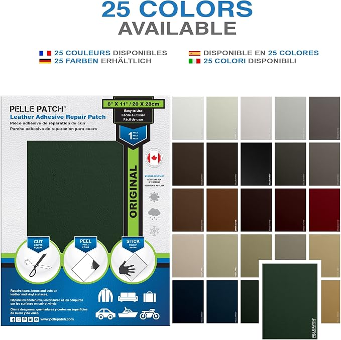 Leather Repair Kit for Car Seat - 25 Colors Available - Original 8x11 - Medium Green