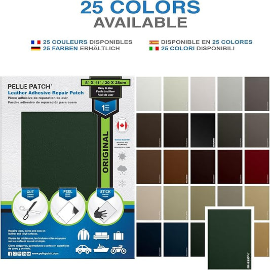 Leather Repair Kit for Car Seat - 25 Colors Available - Original 8x11 - Medium Green