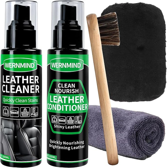 Leather Cleaner Conditioner Car Interiors Care Kit Seat Purses Bags