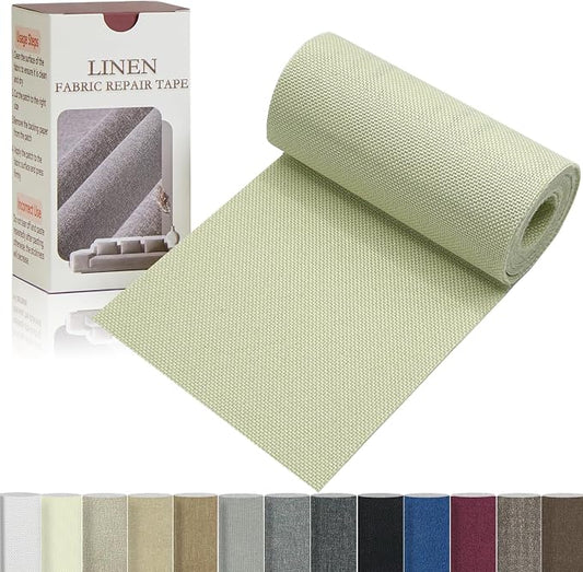 Gheeidau Linen Repair Tape 4x70 Inch Self-Adhesive Couch Patch Repair Fabric Patch for Furniture,Sofas,Cushion,Chairs,Bags,Linen Goods(Off-White)