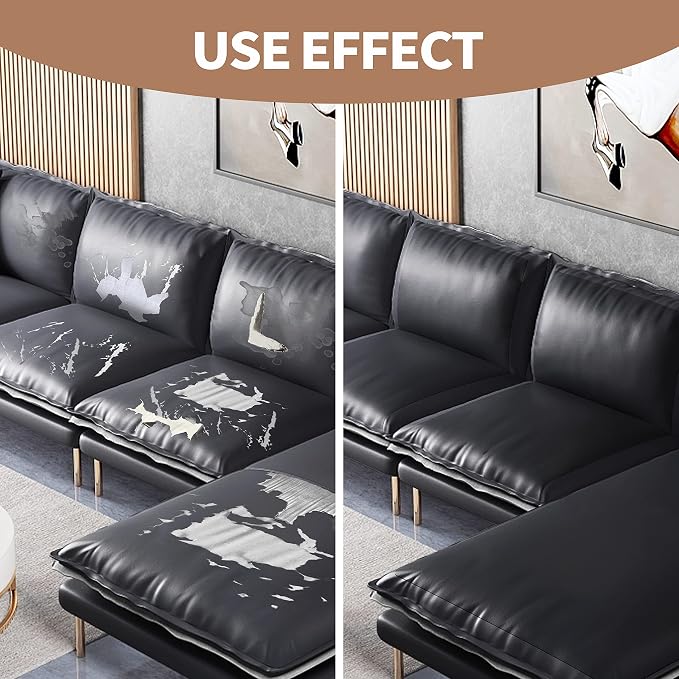 ONine Leather Repair Patch, Self-Adhesive Couch Patch, Multicolor Available Scratch Leather 16X60 Inch Peel and Stick for Sofas(Dark Brown-Fine Grain)